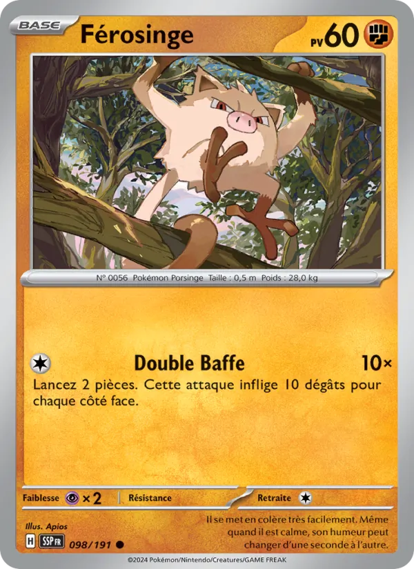 Carte Pokémon Férosinge de l'extension Étincelles Déferlantes