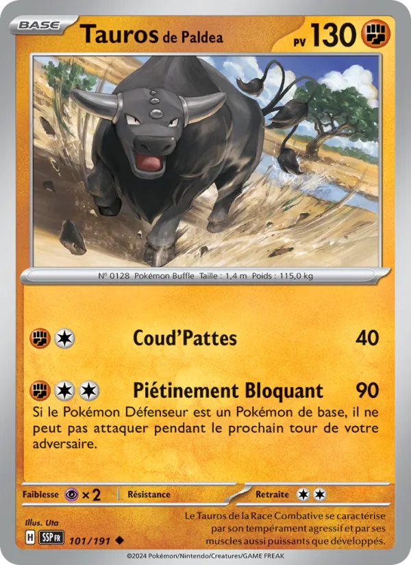 Carte Pokémon Tauros de Paldea de l'extension Étincelles Déferlantes