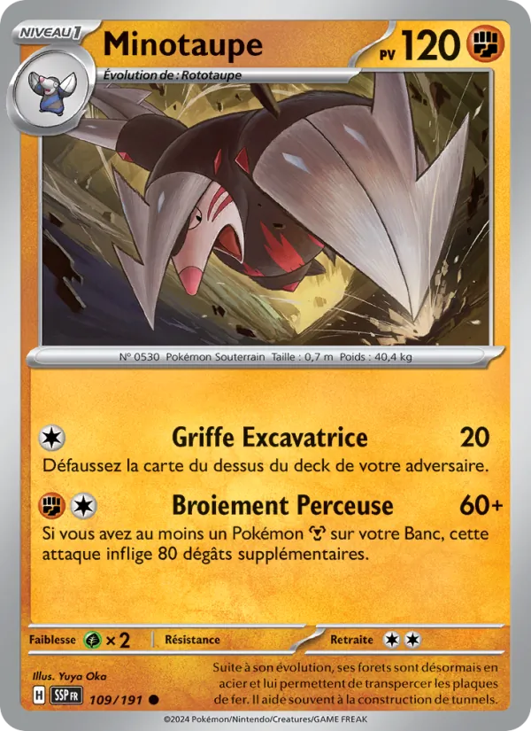 Carte Pokémon Minotaupe de l'extension Étincelles Déferlantes
