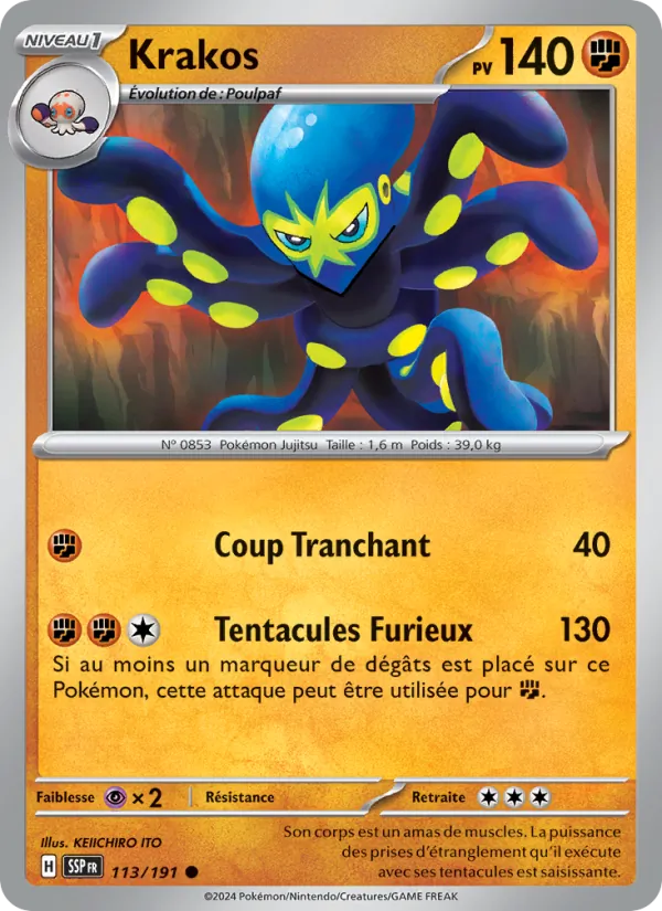 Carte Pokémon Krakos de l'extension Étincelles Déferlantes