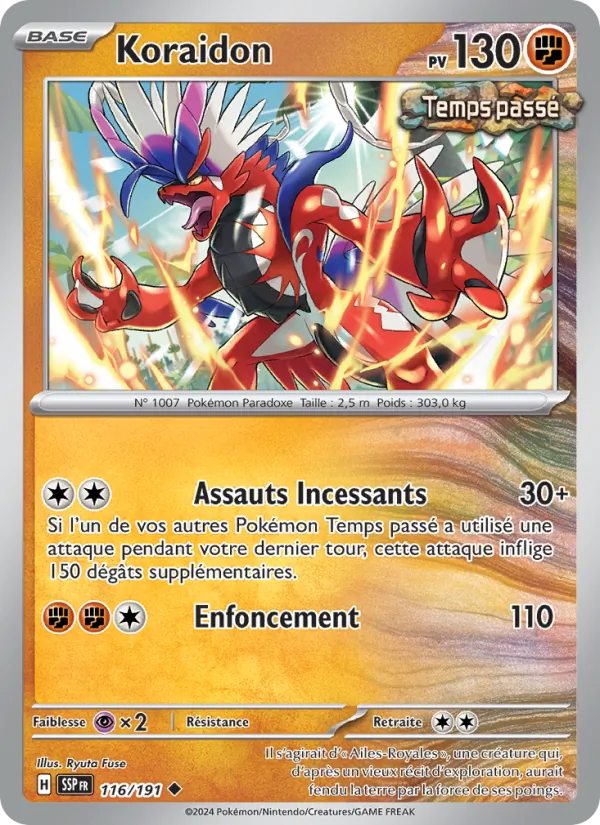 Carte Pokémon Koraidon de l'extension Étincelles Déferlantes