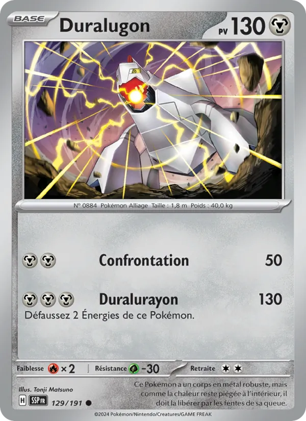 Carte Pokémon Duralugon de l'extension Étincelles Déferlantes