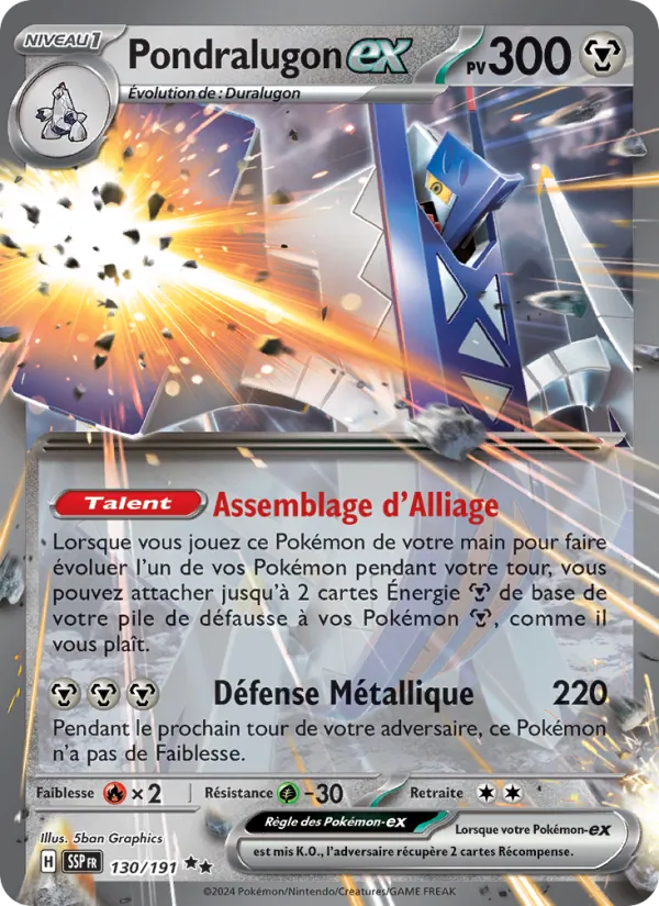 Carte Pokémon Pondralugon-ex de l'extension Étincelles Déferlantes