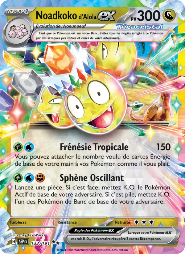 Carte Pokémon Noadkoko d'Alola-ex de l'extension Étincelles Déferlantes