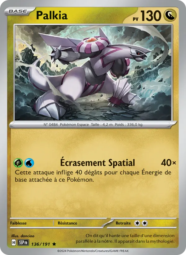 Carte Pokémon Palkia de l'extension Étincelles Déferlantes