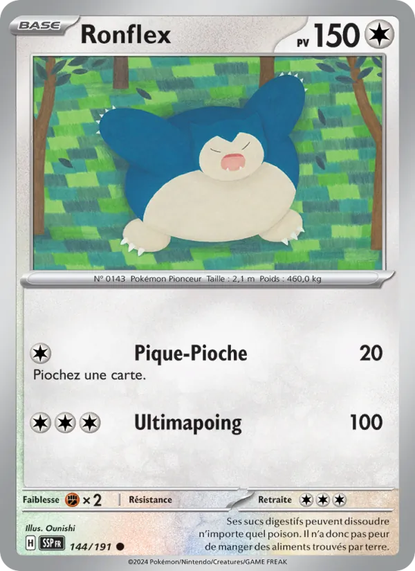 Carte Pokémon Ronflex de l'extension Étincelles Déferlantes