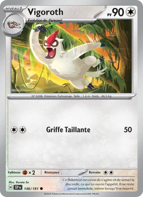 Carte Pokémon Vigoroth de l'extension Étincelles Déferlantes