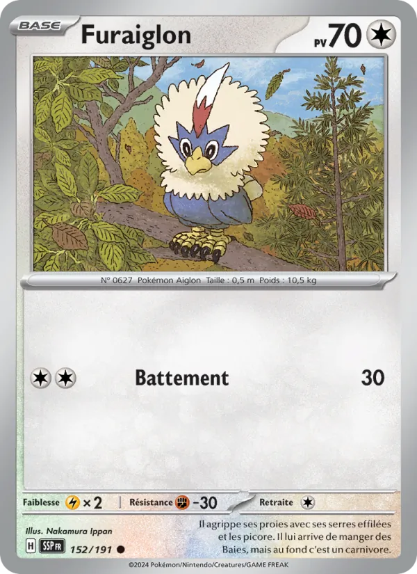 Carte Pokémon Furaiglon de l'extension Étincelles Déferlantes