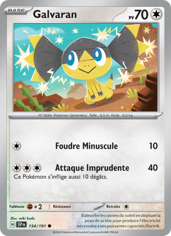 Carte Pokémon Galvaran de l'extension Étincelles Déferlantes