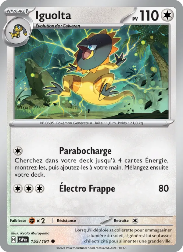 Carte Pokémon Iguolta de l'extension Étincelles Déferlantes