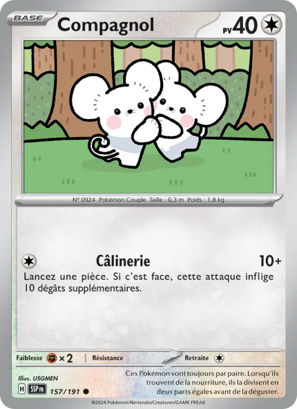 Carte Pokémon Compagnol de l'extension Étincelles Déferlantes