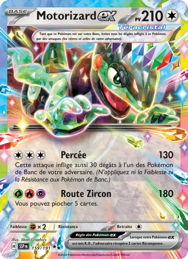 Carte Pokémon Motorizard-ex de l'extension Étincelles Déferlantes