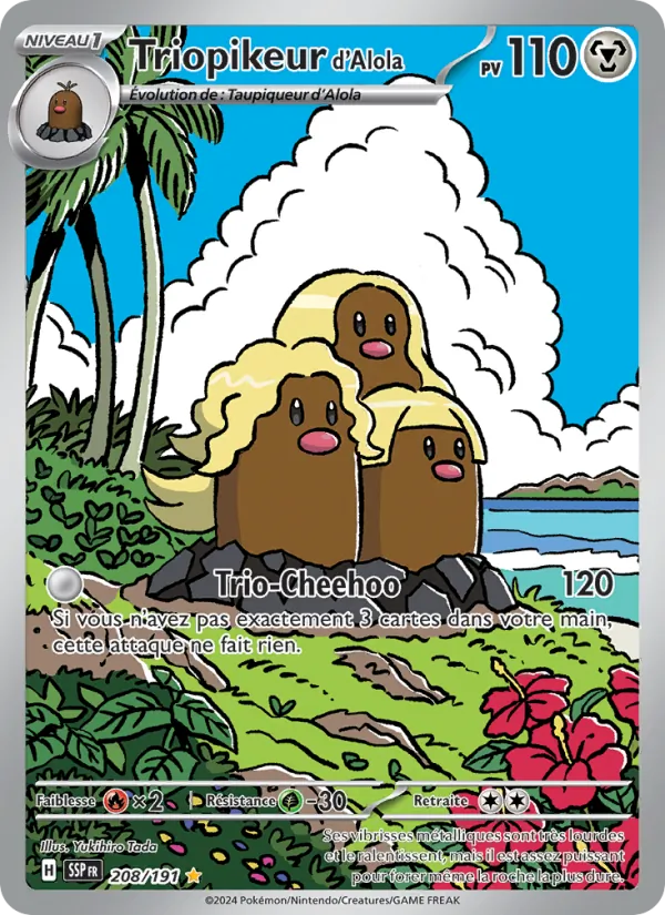 Carte Pokémon Triopikeur d'Alola de l'extension Étincelles Déferlantes