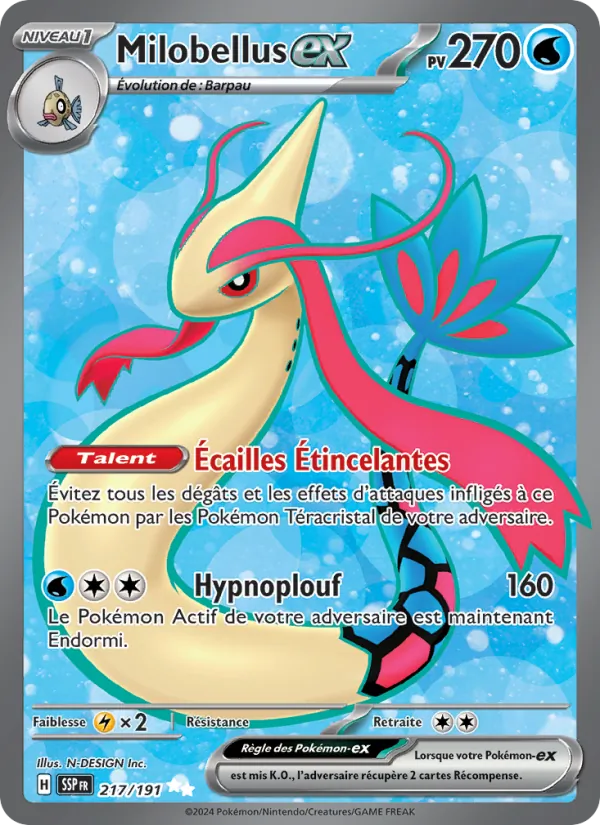 Carte Pokémon Milobellus-ex de l'extension Étincelles Déferlantes