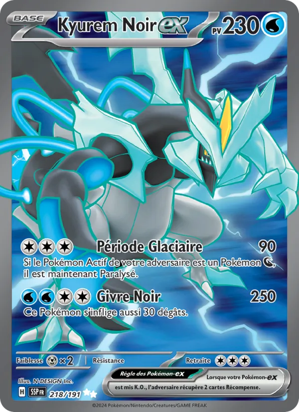 Carte Pokémon Kyurem Noir-ex de l'extension Étincelles Déferlantes
