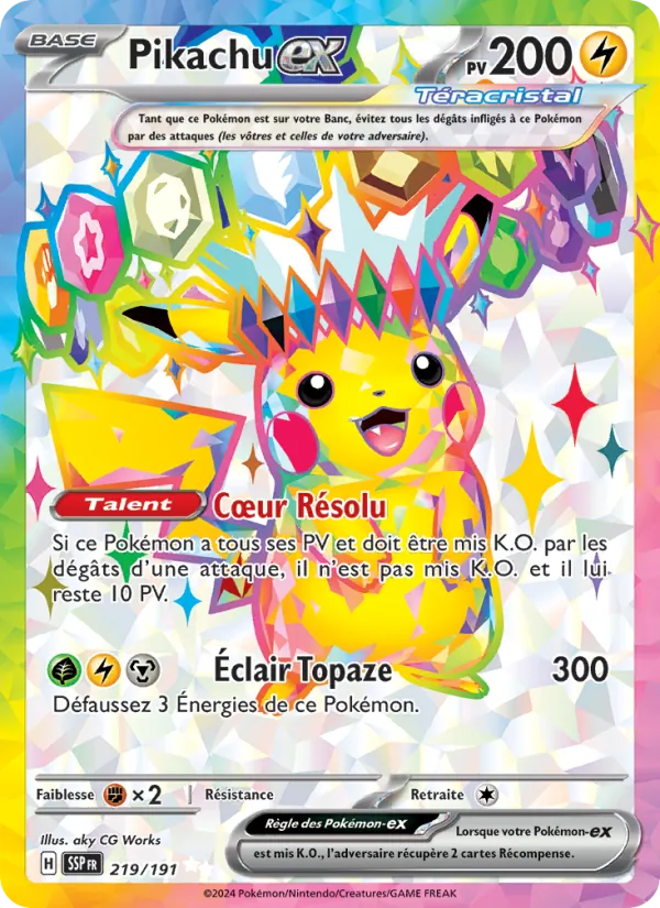 Carte Pokémon Pikachu-ex de l'extension Étincelles Déferlantes