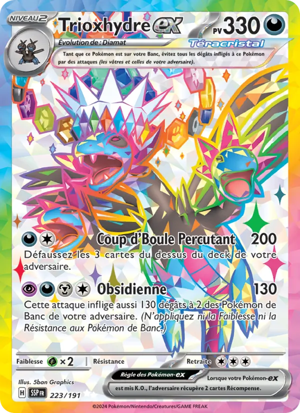 Carte Pokémon Trioxhydre-ex de l'extension Étincelles Déferlantes