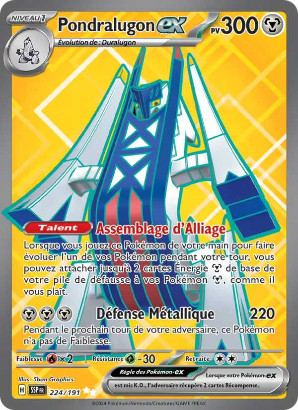 Carte Pokémon Pondralugon-ex de l'extension Étincelles Déferlantes