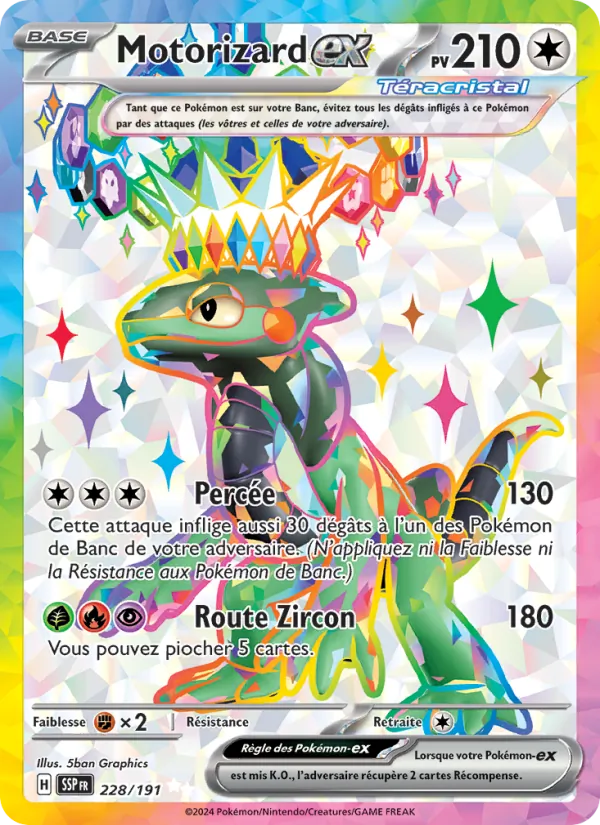 Carte Pokémon Motorizard-ex de l'extension Étincelles Déferlantes