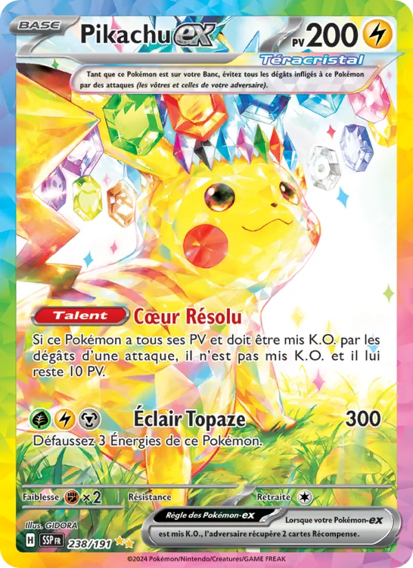 Carte Pokémon Pikachu-ex de l'extension Étincelles Déferlantes