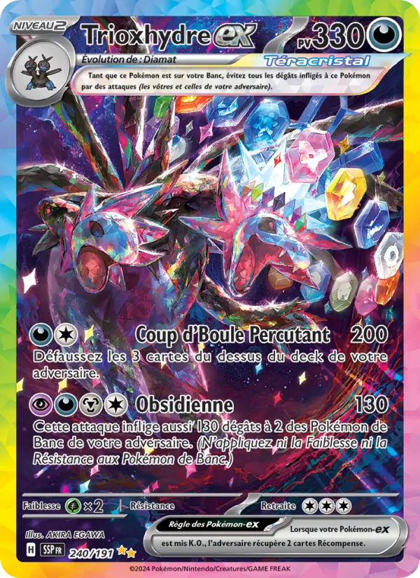 Carte Pokémon Trioxhydre-ex de l'extension Étincelles Déferlantes