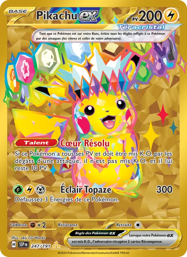 Carte Pokémon Pikachu-ex de l'extension Étincelles Déferlantes