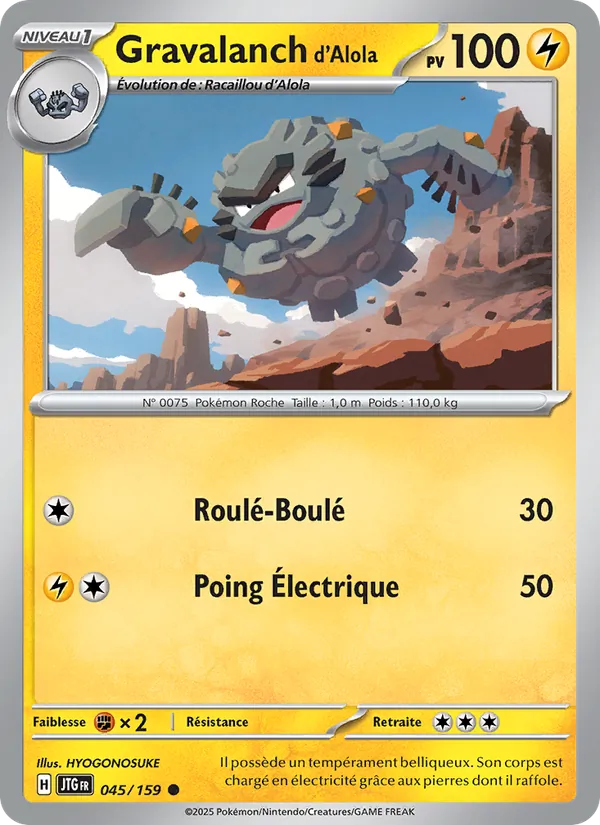 Carte Pokémon Gravalanch d'Alola de l'extension Aventures Ensemble