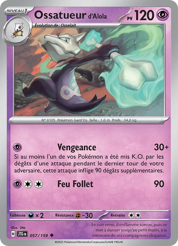 Carte Pokémon Ossatueur d'Alola de l'extension Aventures Ensemble