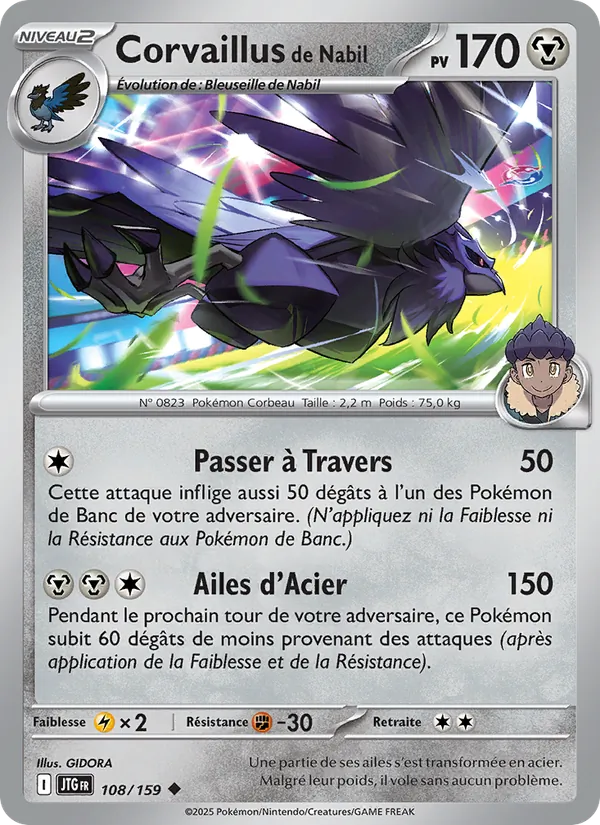 Carte Pokémon Corvaillus de Nabil de l'extension Aventures Ensemble