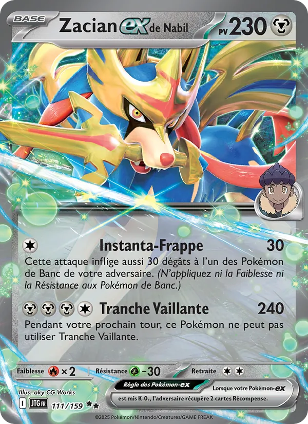 Carte Pokémon Zacian-ex de Nabil de l'extension Aventures Ensemble