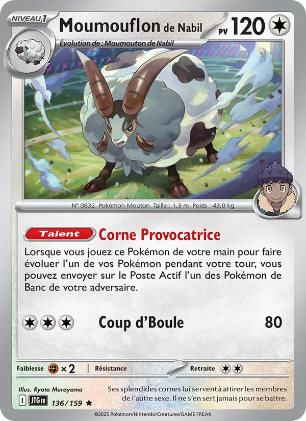 Carte Pokémon Moumouflon de Nabil de l'extension Aventures Ensemble