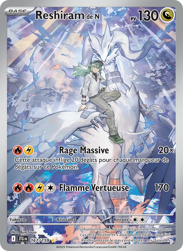 Carte Pokémon Reshiram de N de l'extension Aventures Ensemble