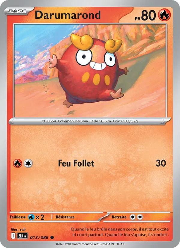 Carte Pokémon Darumarond de l'extension Foudre Noire