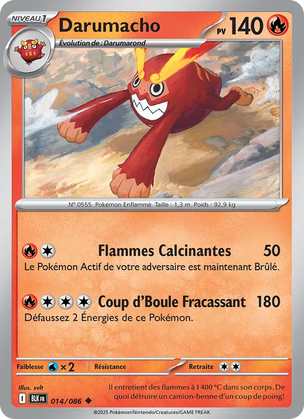 Carte Pokémon Darumacho de l'extension Foudre Noire