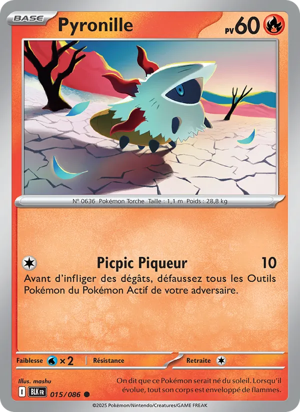 Carte Pokémon Pyronille de l'extension Foudre Noire