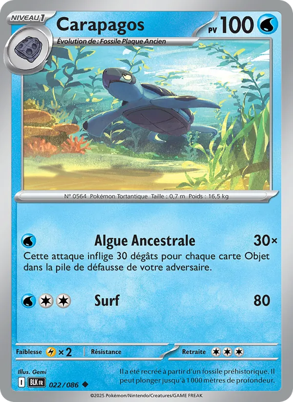 Carte Pokémon Carapagos de l'extension Foudre Noire