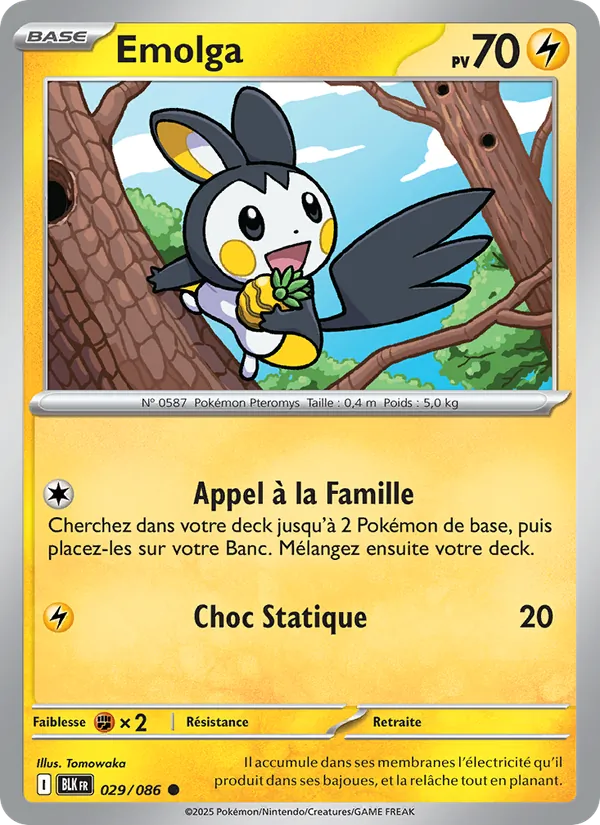 Carte Pokémon Emolga de l'extension Foudre Noire