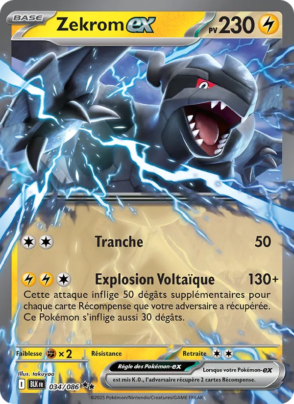 Carte Pokémon Zekrom-ex de l'extension Foudre Noire