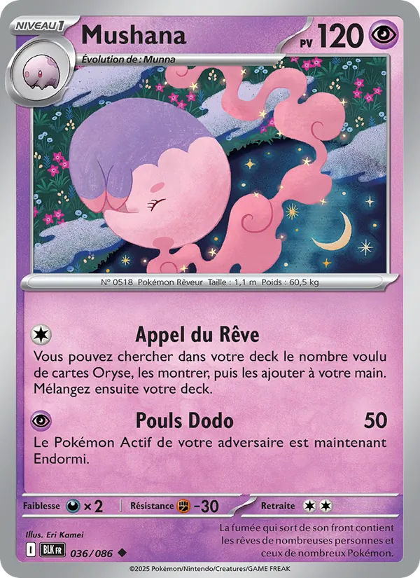 Carte Pokémon Mushana de l'extension Foudre Noire