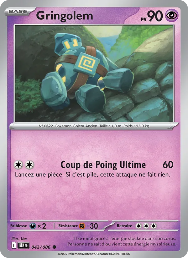 Carte Pokémon Gringolem de l'extension Foudre Noire