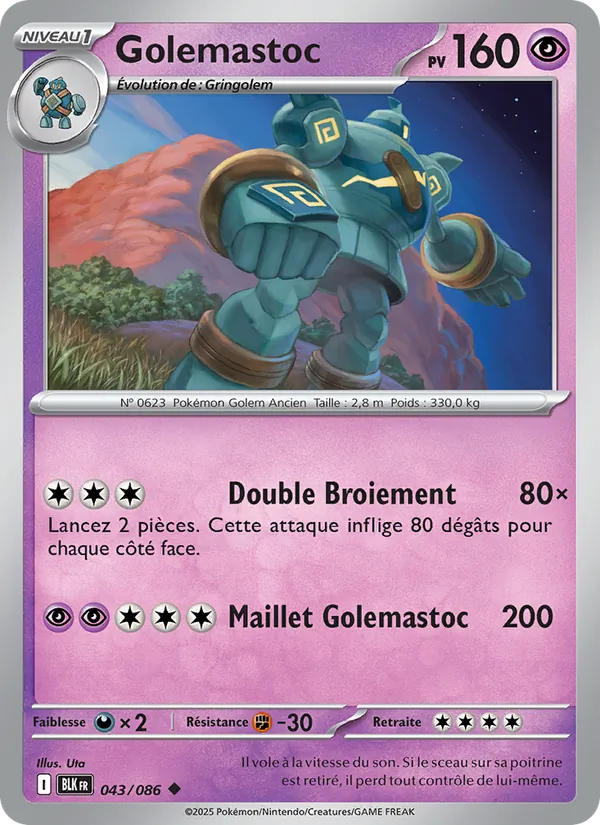 Carte Pokémon Golemastoc de l'extension Foudre Noire