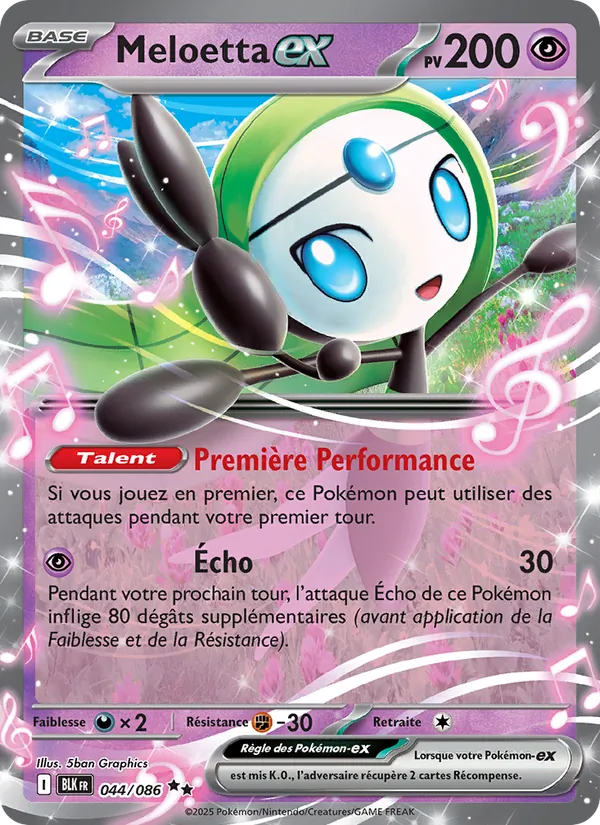 Carte Pokémon Meloetta-ex de l'extension Foudre Noire