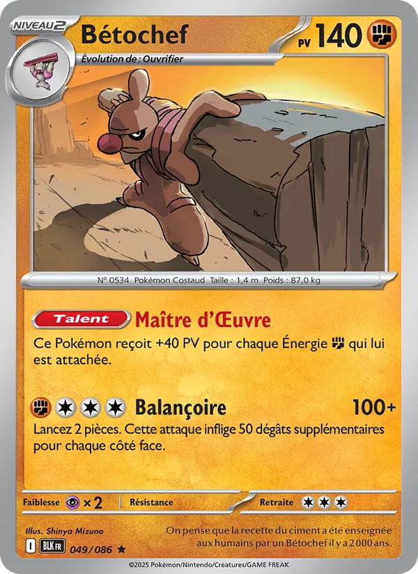 Carte Pokémon Bétochef de l'extension Foudre Noire