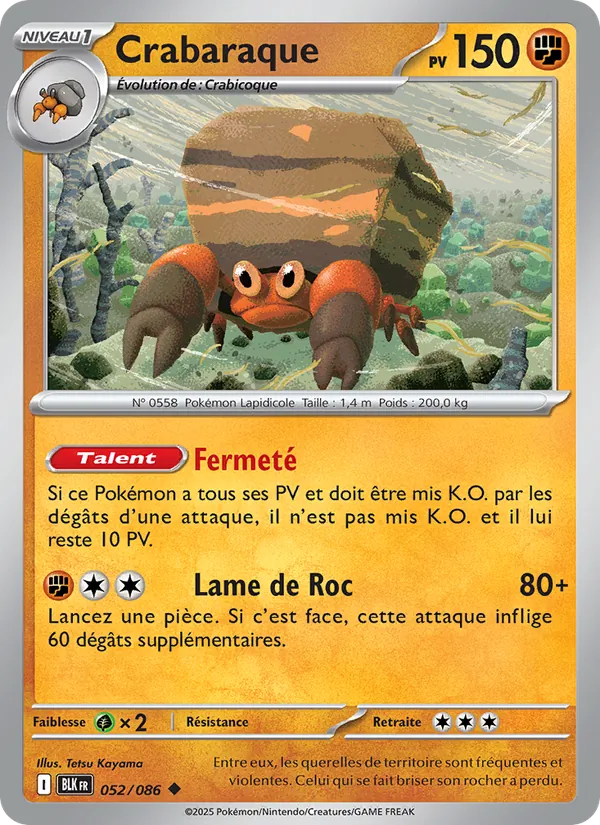 Carte Pokémon Crabaraque de l'extension Foudre Noire