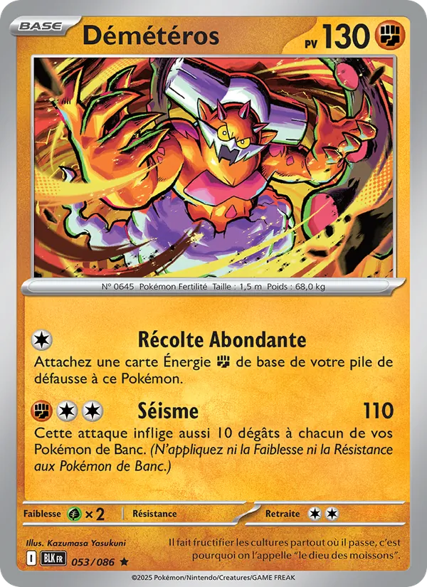 Carte Pokémon Démétéros de l'extension Foudre Noire