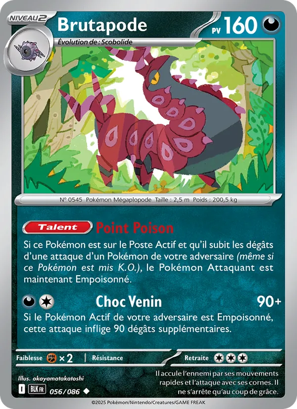 Carte Pokémon Brutapode de l'extension Foudre Noire