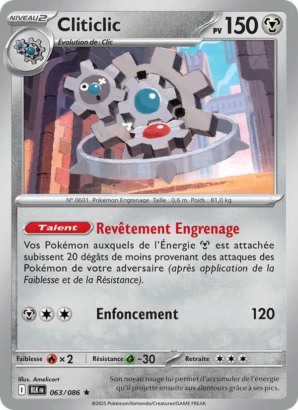 Carte Pokémon Cliticlic de l'extension Foudre Noire