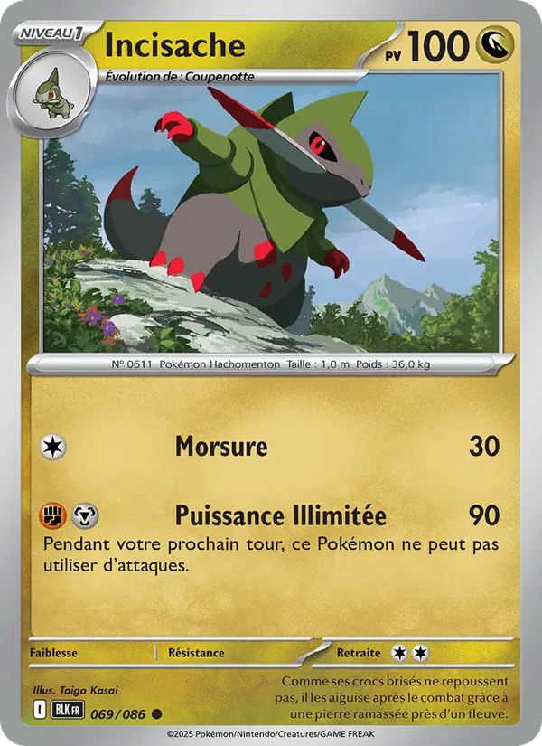 Carte Pokémon Incisache de l'extension Foudre Noire