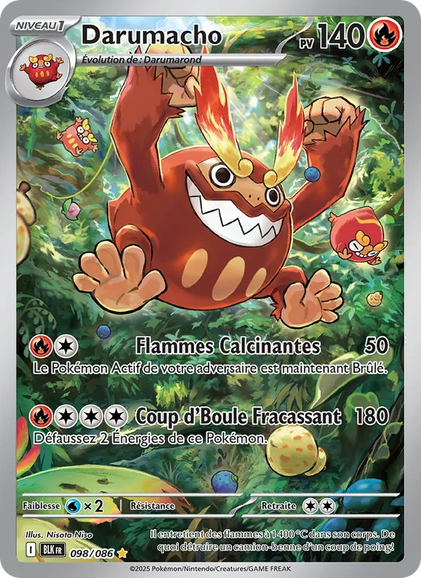 Carte Pokémon Darumacho de l'extension Foudre Noire