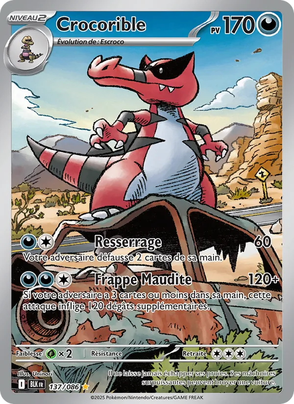 Carte Pokémon Crocorible de l'extension Foudre Noire